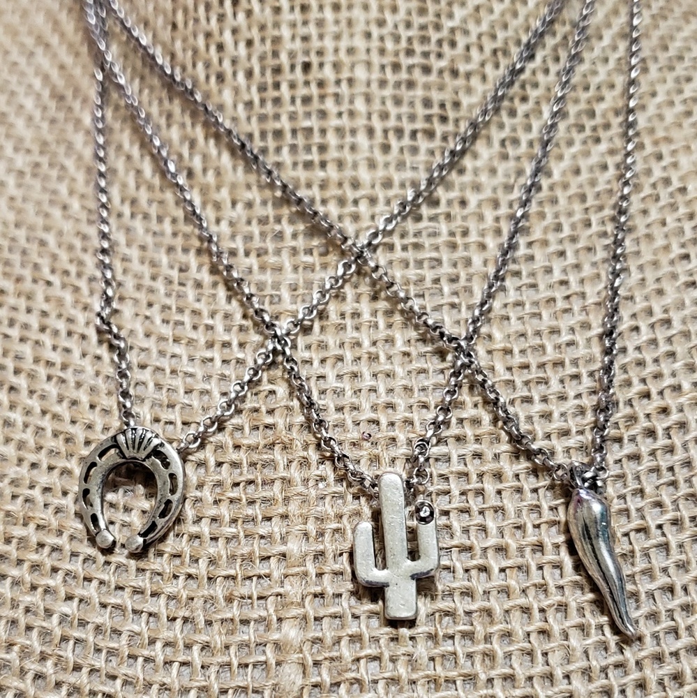 3 Southwestern Necklace Silvertone